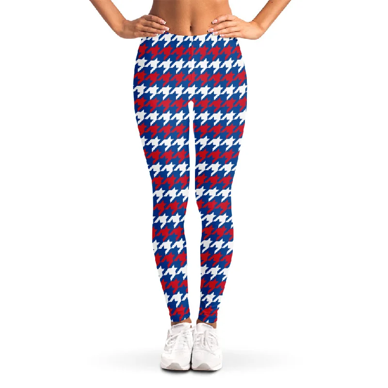 American Houndstooth Pattern Print Women's Leggings