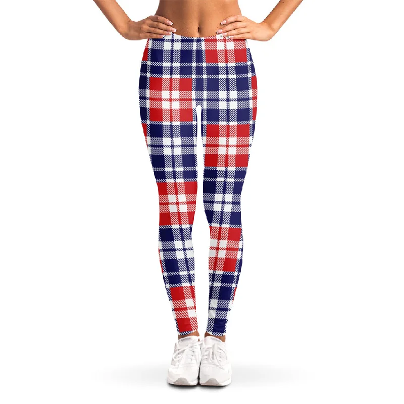 American Independence Day Plaid Print Women's Leggings