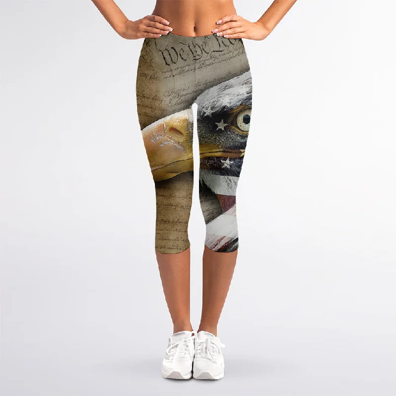 American Land Of Liberty Print Women's Capri Leggings