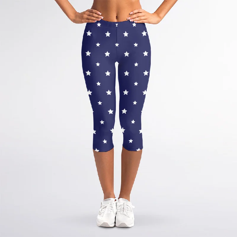 American Little Star Pattern Print Women's Capri Leggings