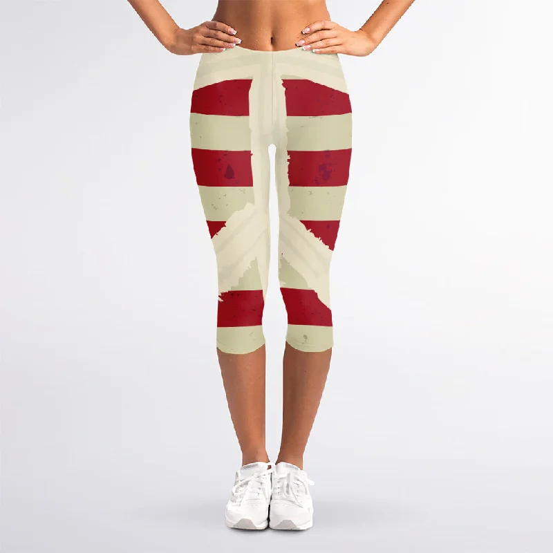 American Peace Flag Print Women's Capri Leggings