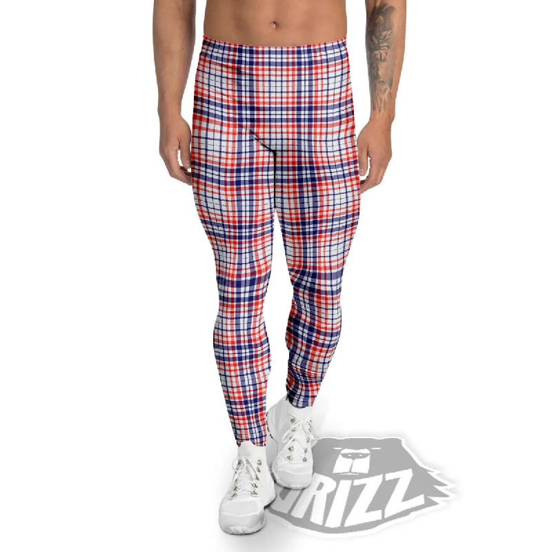 American Plaid Fourth of July Print Men's Leggings