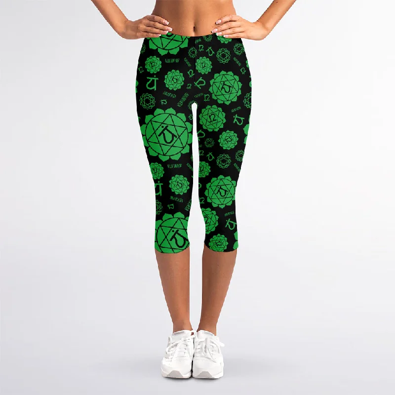 Anahata Chakra Pattern Print Women's Capri Leggings