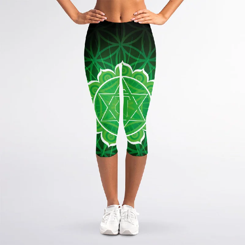 Anahata Chakra Spiritual Print Women's Capri Leggings