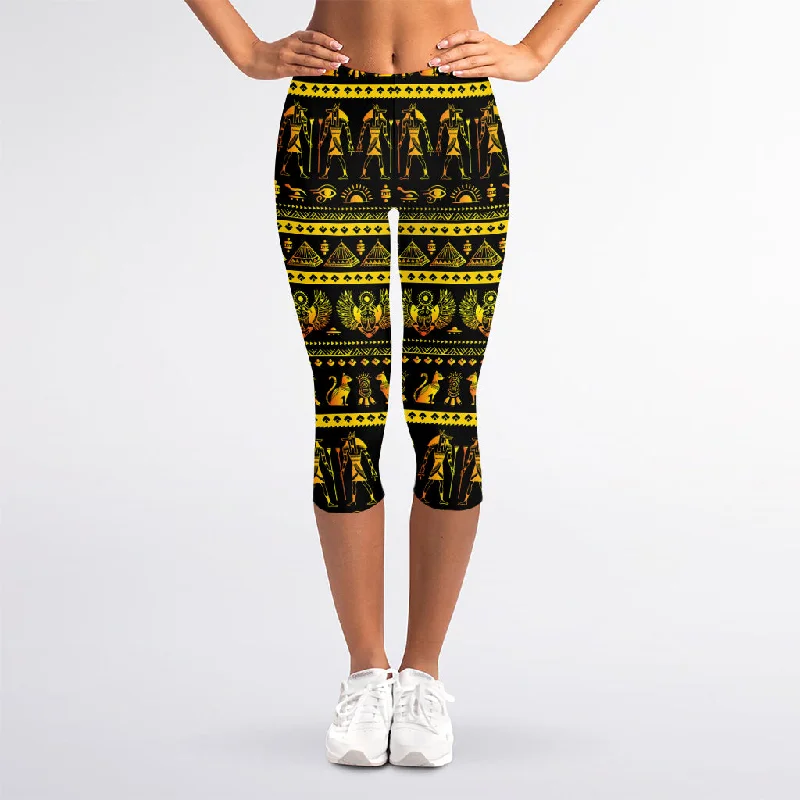 Ancient Egyptian Pattern Print Women's Capri Leggings