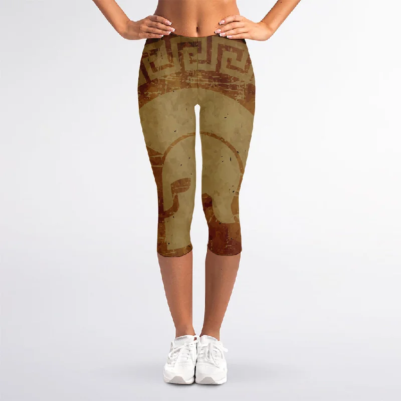 Ancient Spartan Helmet Print Women's Capri Leggings