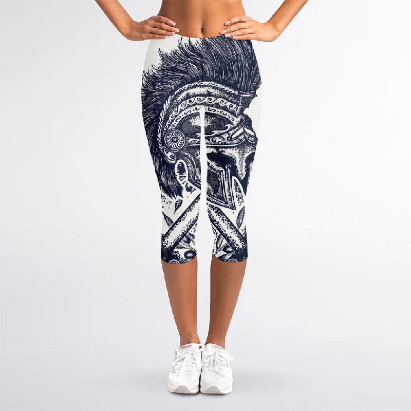 Ancient Spartan Print Women's Capri Leggings