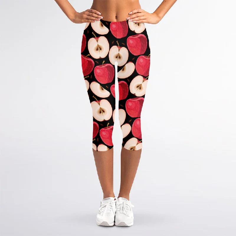 Apple Pattern Print Women's Capri Leggings