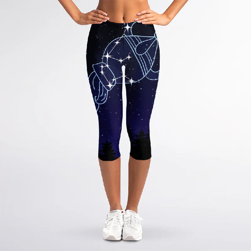 Aquarius Constellation Print Women's Capri Leggings