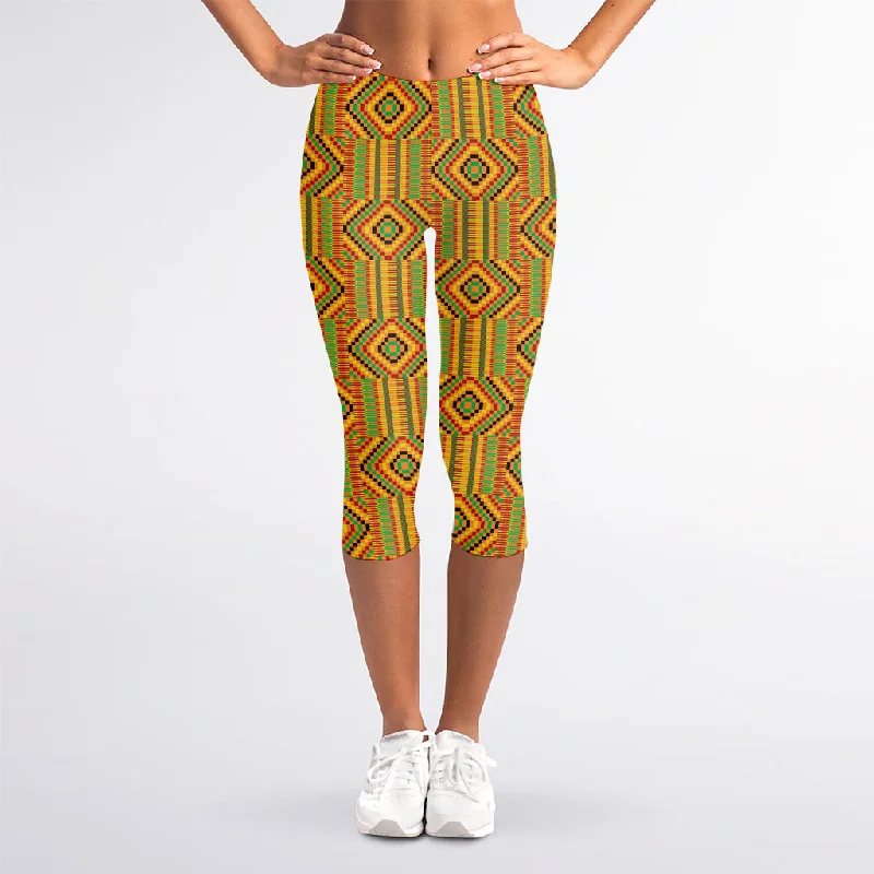 Ashanti Kente Pattern Print Women's Capri Leggings