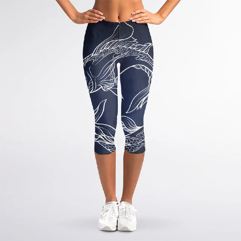 Astrology Pisces Sign Print Women's Capri Leggings