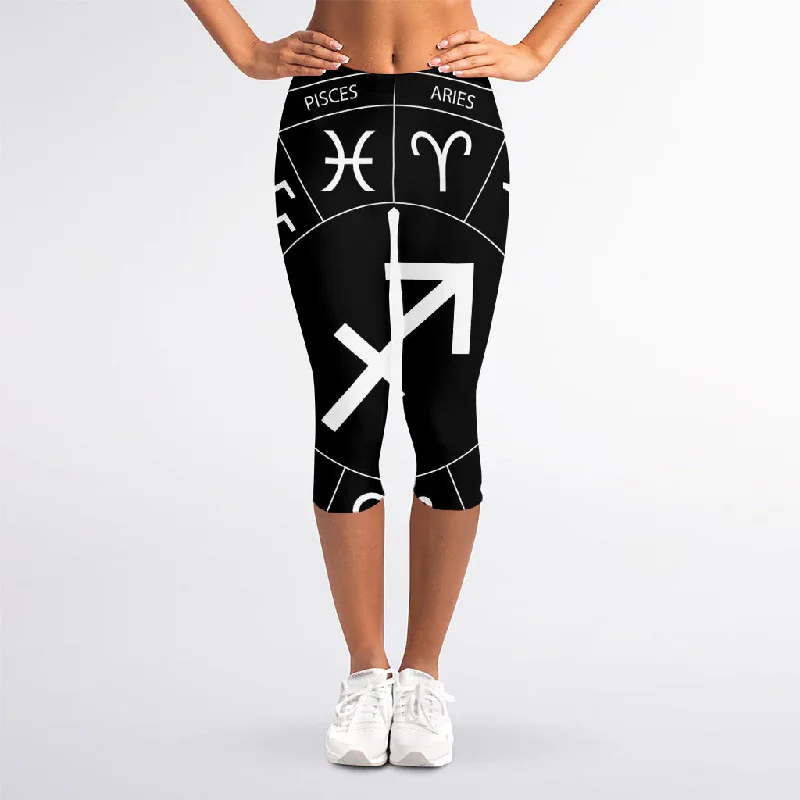 Astrology Sagittarius Sign Print Women's Capri Leggings