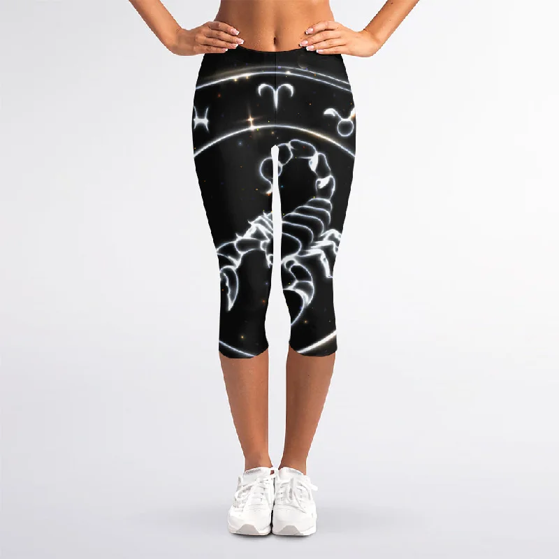 Astrology Scorpio Sign Print Women's Capri Leggings