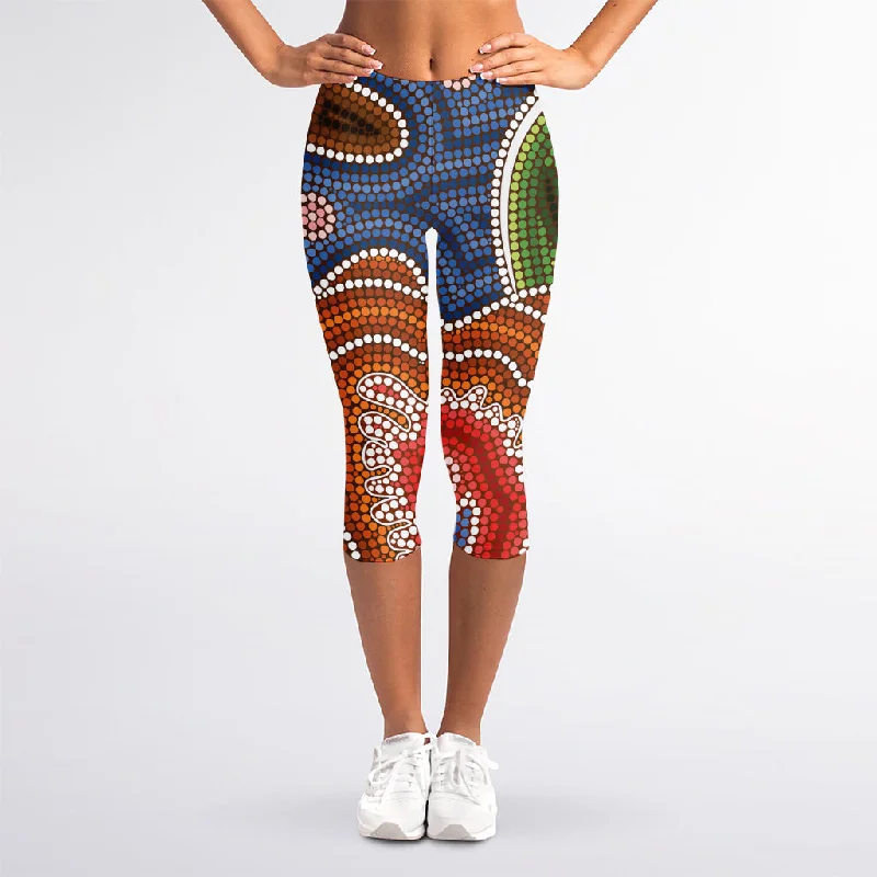 Australian Aboriginal Art Print Women's Capri Leggings