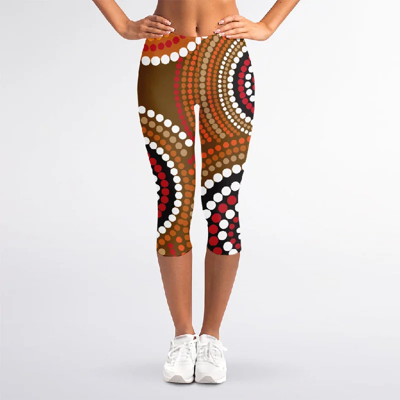 Australian Aboriginal Dot Print Women's Capri Leggings