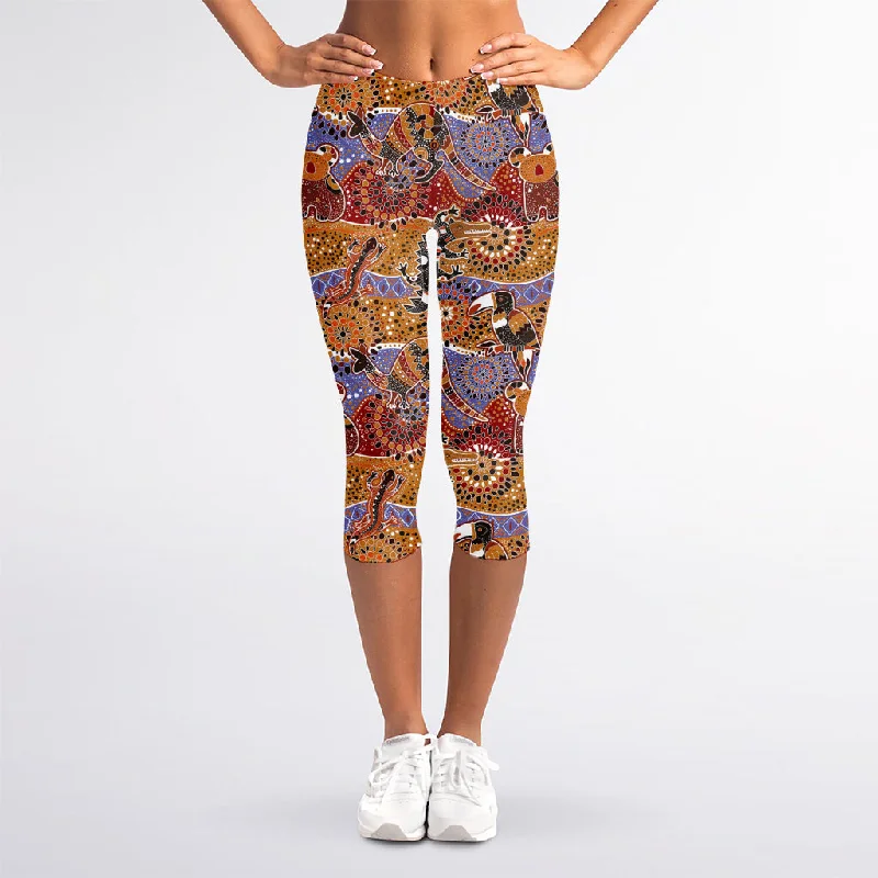 Australian Animals Pattern Print Women's Capri Leggings