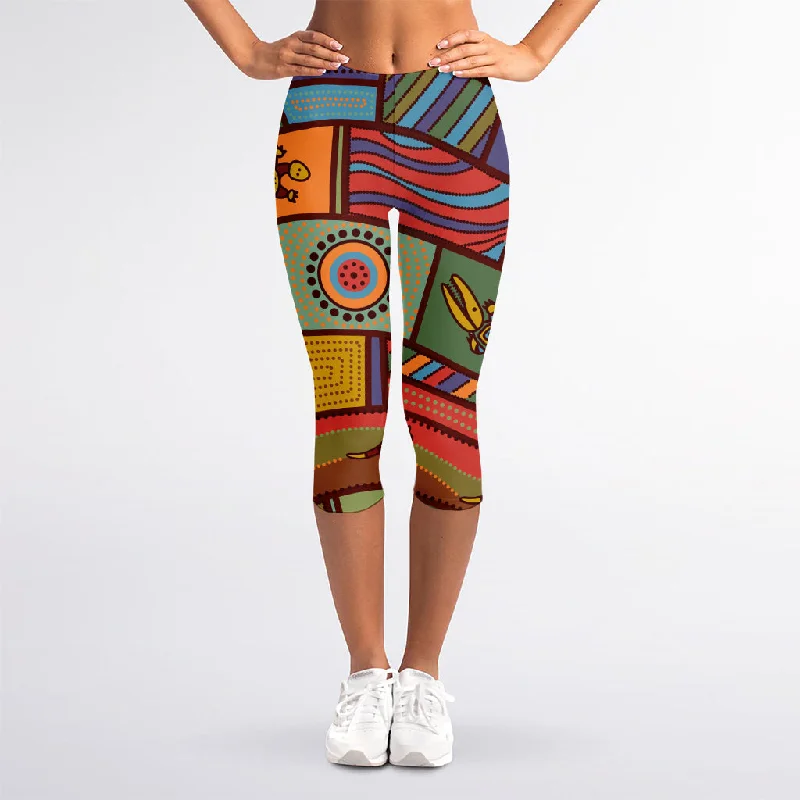 Australian Ethnic Pattern Print Women's Capri Leggings