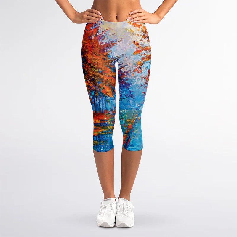 Autumn Painting Print Women's Capri Leggings