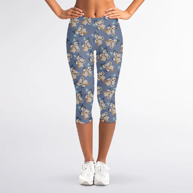 Baby Koala Pattern Print Women's Capri Leggings