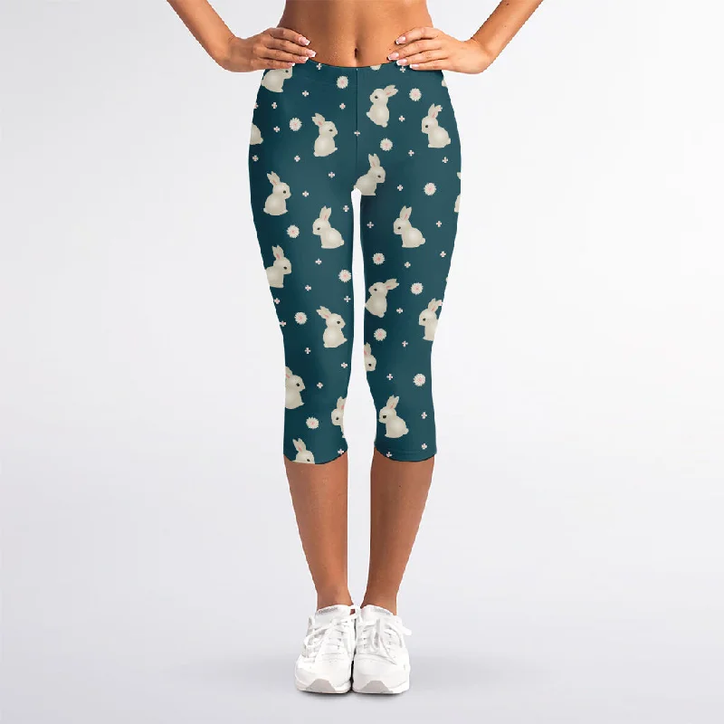 Baby Rabbit Pattern Print Women's Capri Leggings