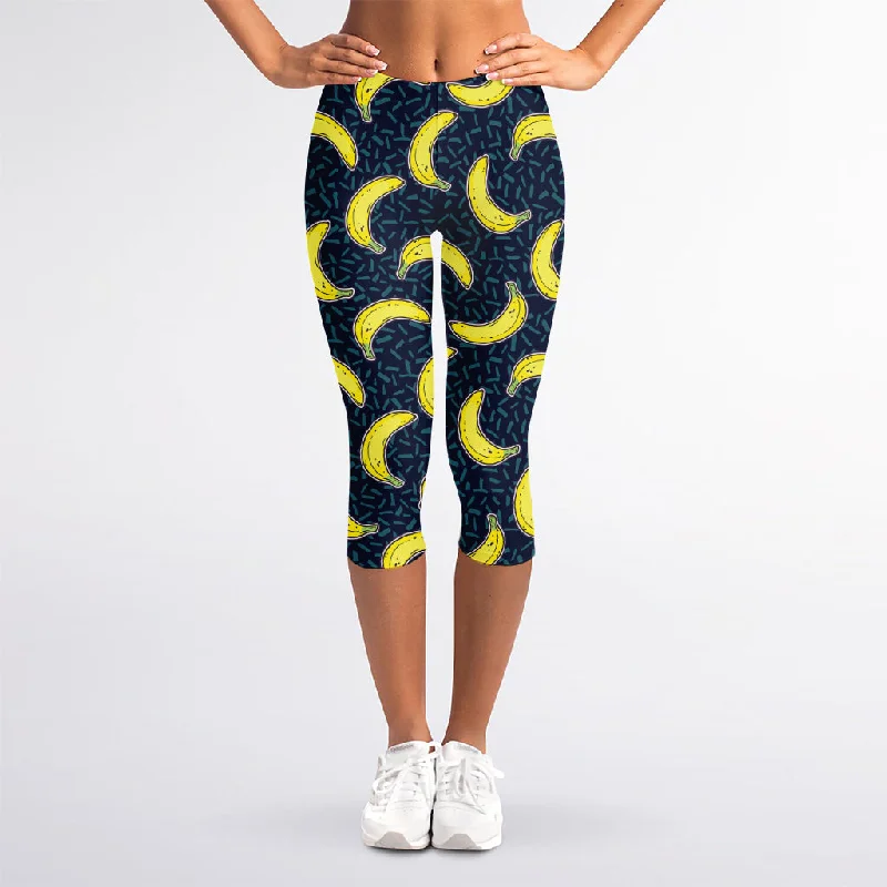 Banana Fruit Pattern Print Women's Capri Leggings