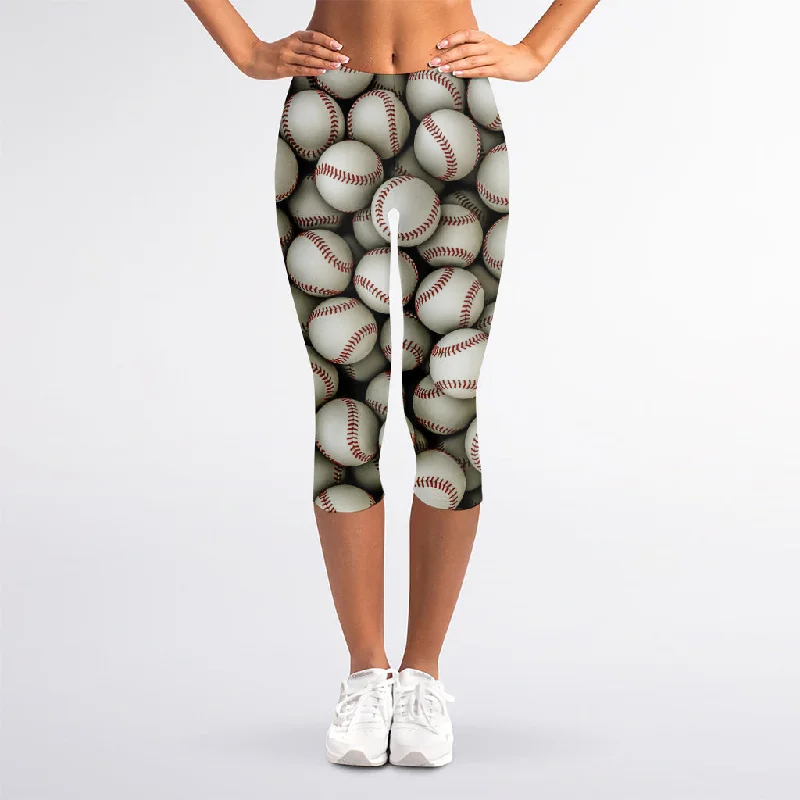 Baseballs 3D Print Women's Capri Leggings