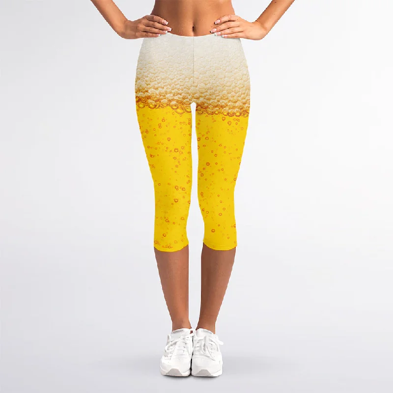 Beer With Foam Print Women's Capri Leggings