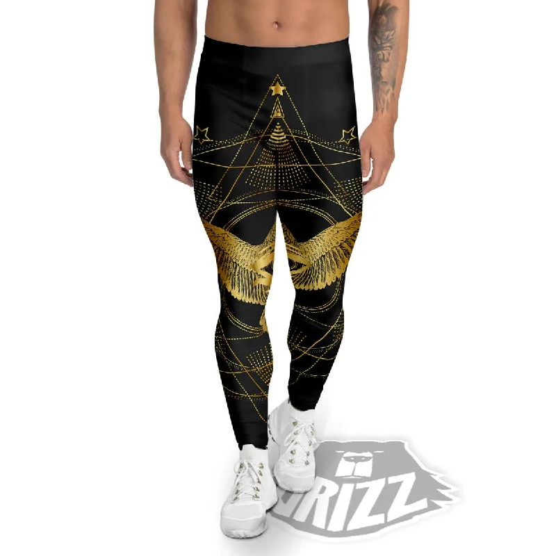 Bird Spiritual Golden Print Men's Leggings