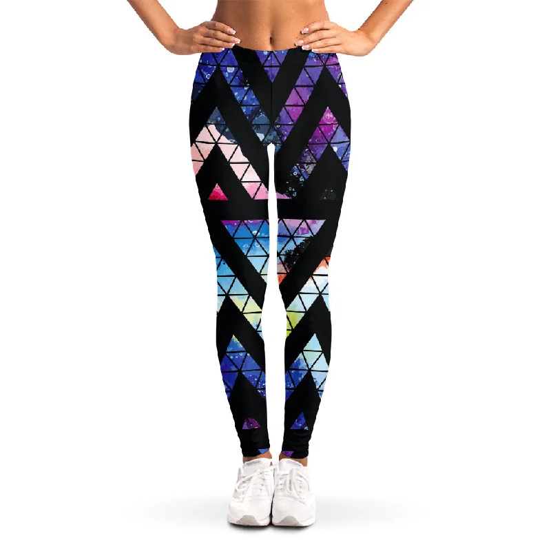 Black Triangle Galaxy Space Print Women's Leggings