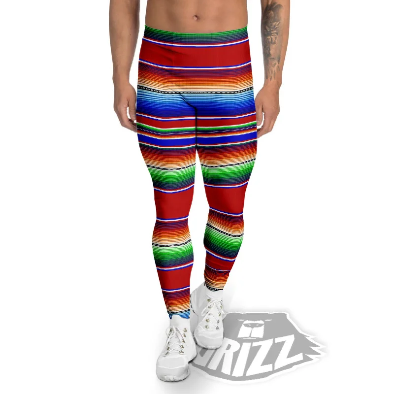 Blanket Stripe Ethnic Mexican Print Men's Leggings