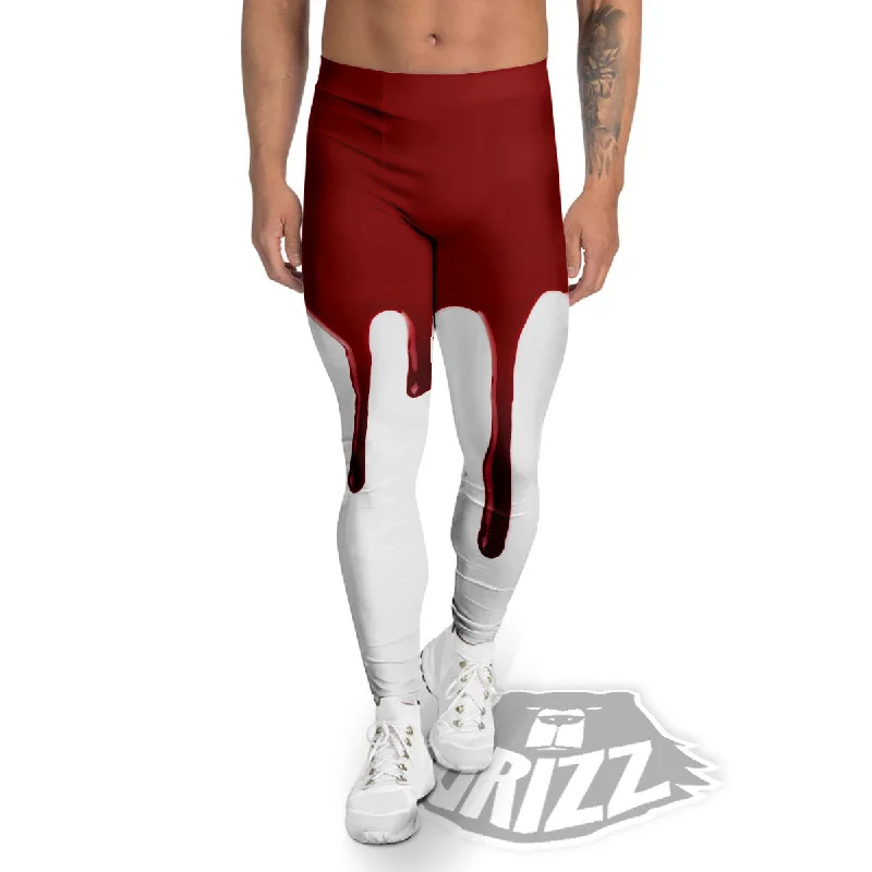 Blood Flowing Red Print Men's Leggings