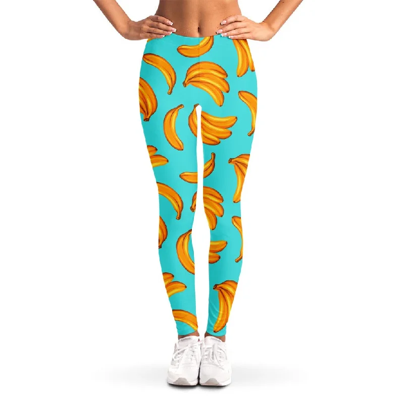 Blue Banana Pattern Print Women's Leggings