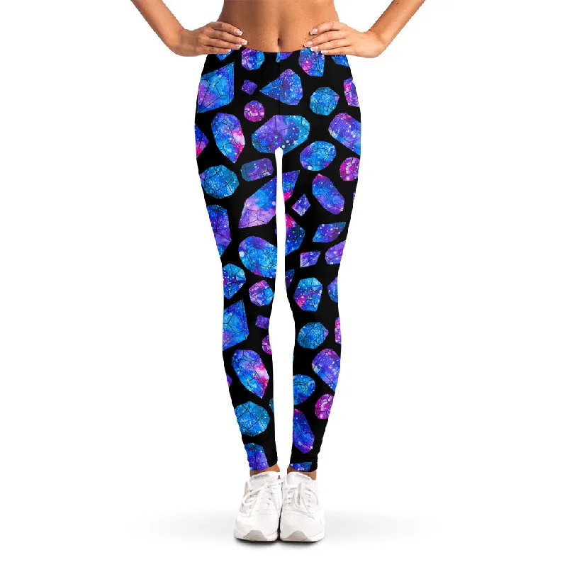 Blue Crystal Cosmic Galaxy Space Print Women's Leggings