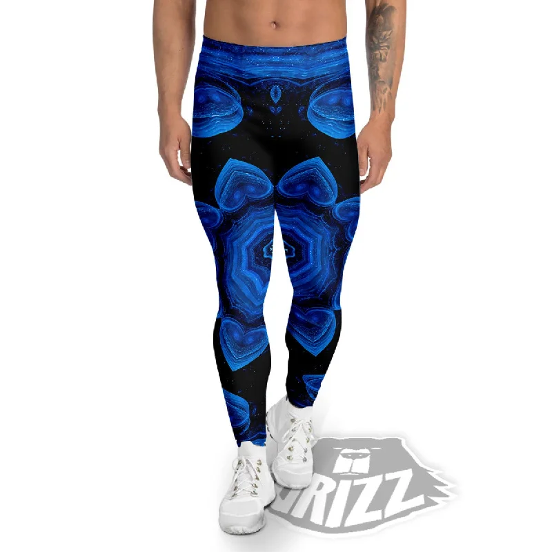 Blue Dark Kaleidoscope Print Men's Leggings