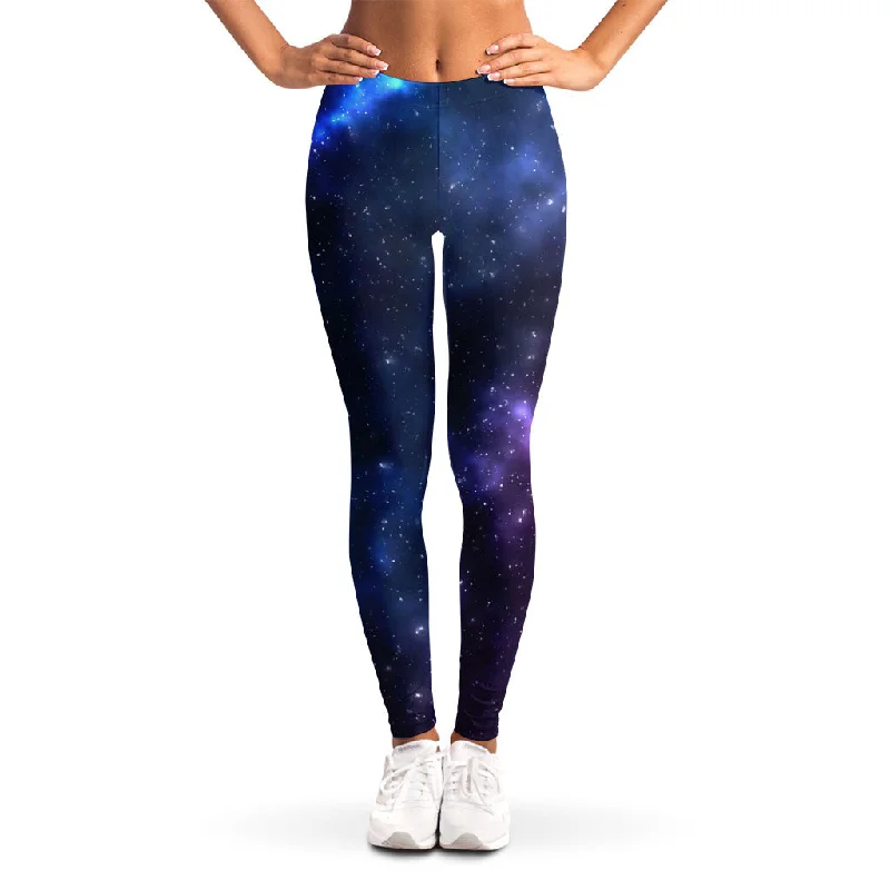 Blue Purple Cosmic Galaxy Space Print Women's Leggings