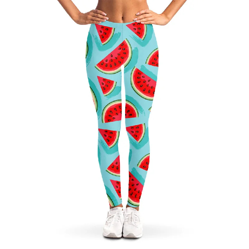 Blue Watermelon Pieces Pattern Print Women's Leggings