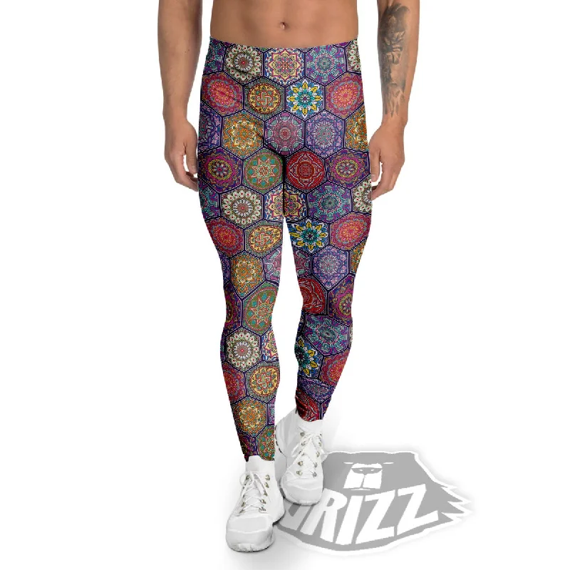 Bohemian Ethnic Mandala Print Pattern Men's Leggings