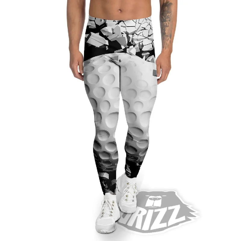 Breaking Wall Golf Ball Print Men's Leggings