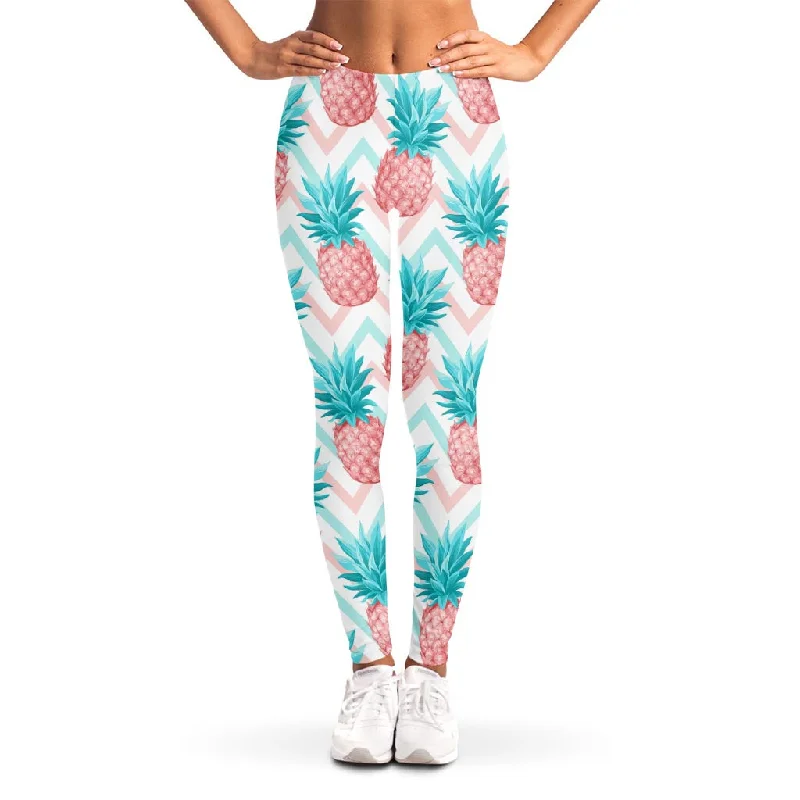 Bright Zig Zag Pineapple Pattern Print Women's Leggings