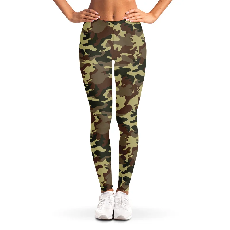 Brown Camouflage Print Women's Leggings