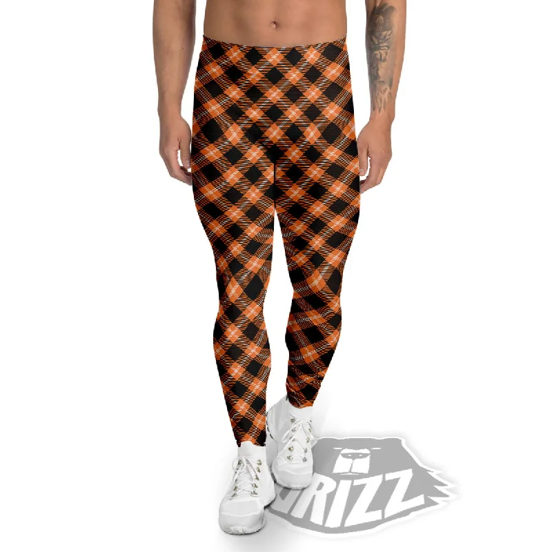 Buffalo Check Halloween Print Pattern Men's Leggings