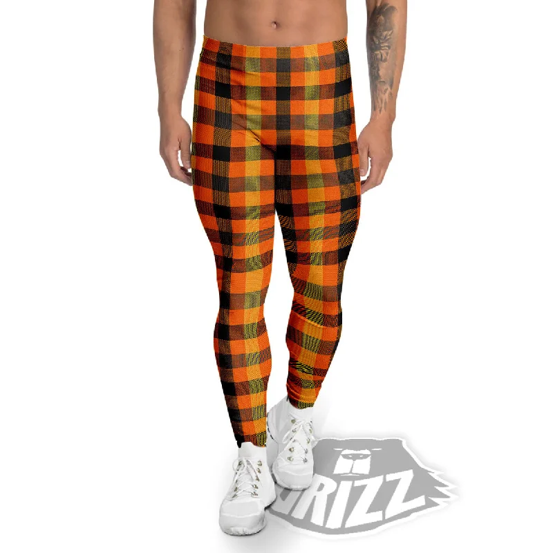 Buffalo Plaid Halloween Print Men's Leggings