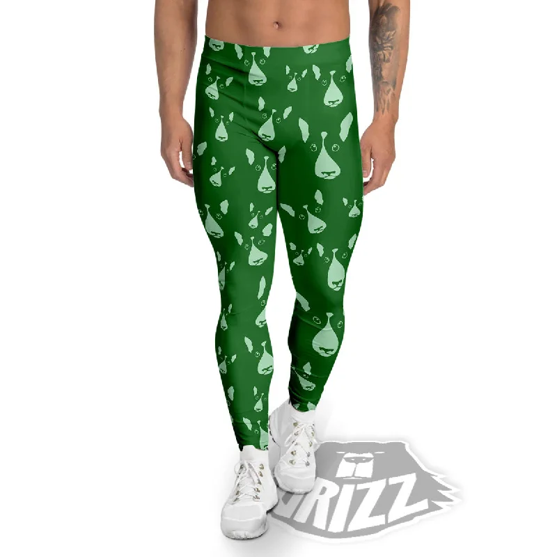 Bull Terrier Green Print Pattern Men's Leggings