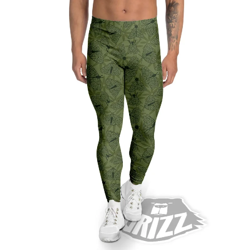 Butterfly Monarch Green Print Pattern Men's Leggings