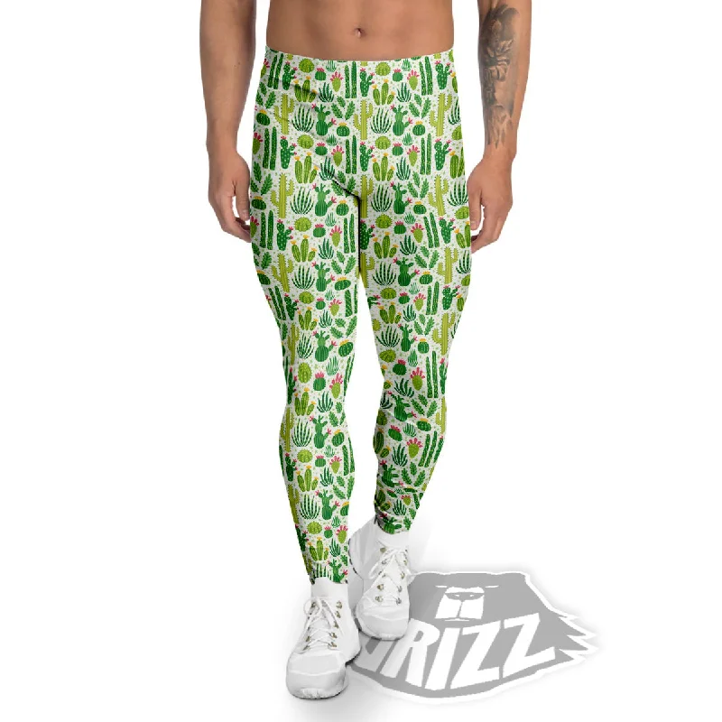 Cactus Cute Cartoon Print Pattern Men's Leggings