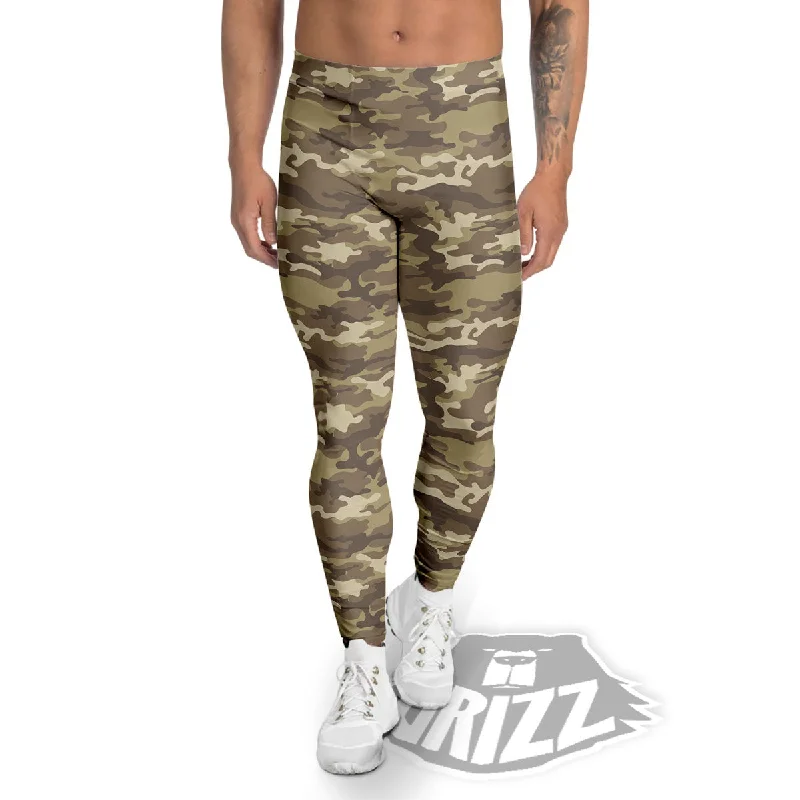 Camouflage Desert Print Men's Leggings