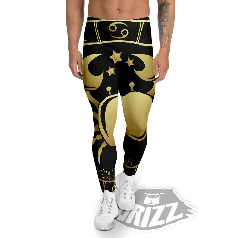 Cancer Sign Black And Gold Print Men's Leggings