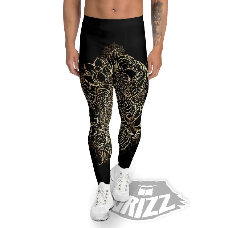 Carp Koi Fish Gold Print Men's Leggings