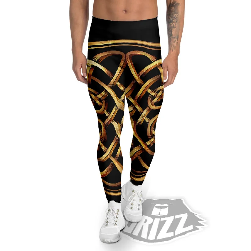 Celtic Knot Golden Print Men's Leggings