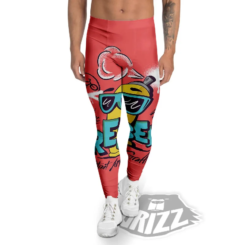 Characters Graffiti Cartoon Print Men's Leggings